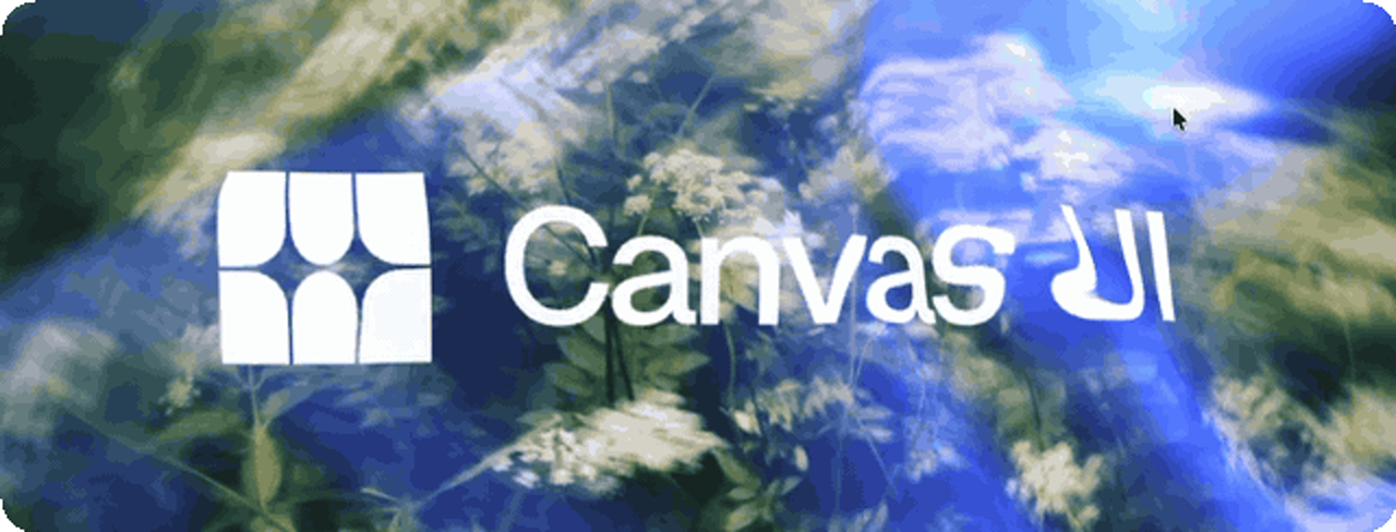 شعار Canvas UI واسمها وهما بيتسحبوا جوه محاكاة سوائل، والماوس ظاهر — من الـ README بتاع المشروع