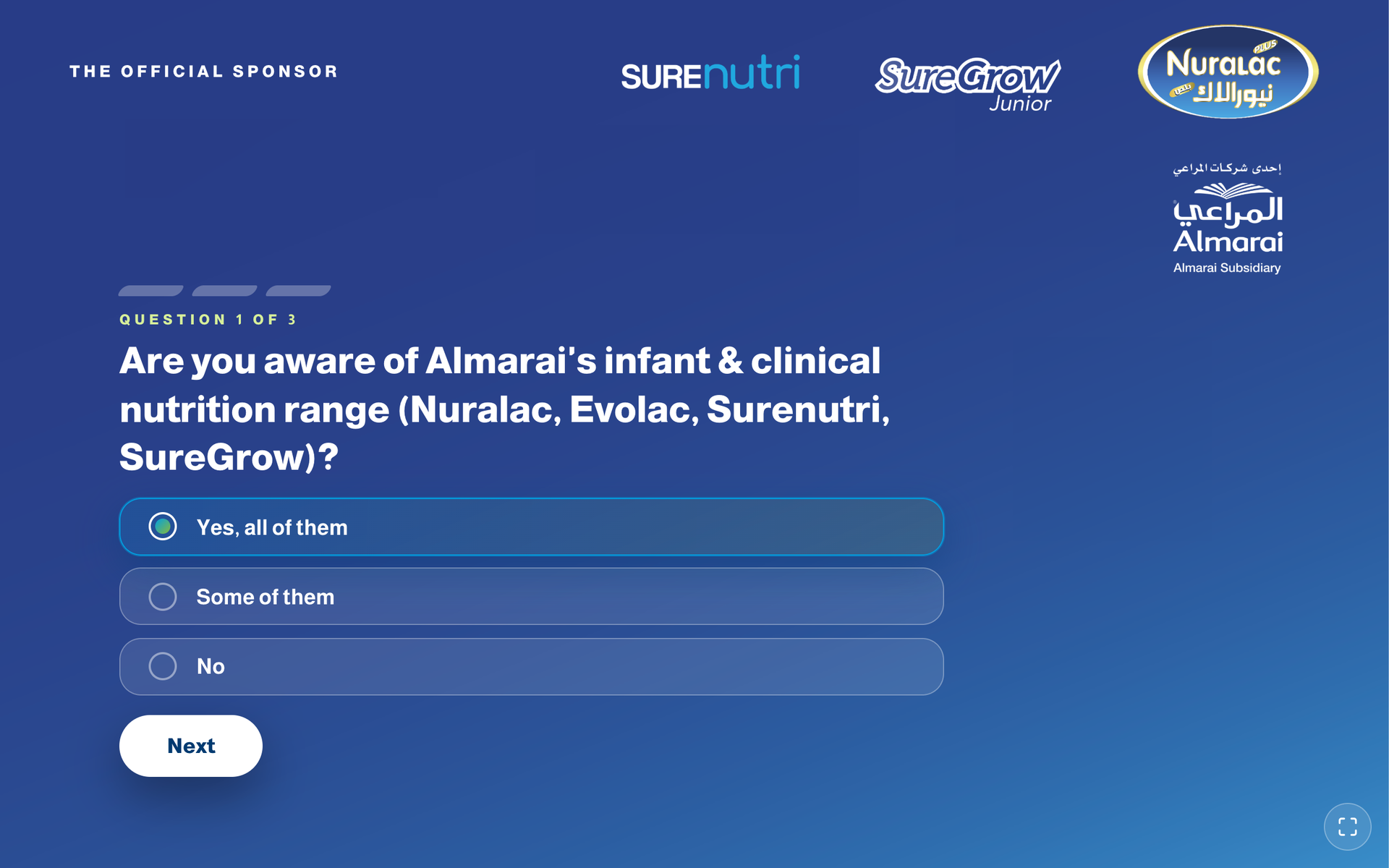Quiz question with an answer selected