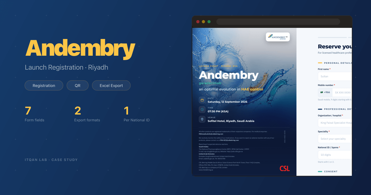 Andembry Launch: Event Registration for CSL Behring in Riyadh