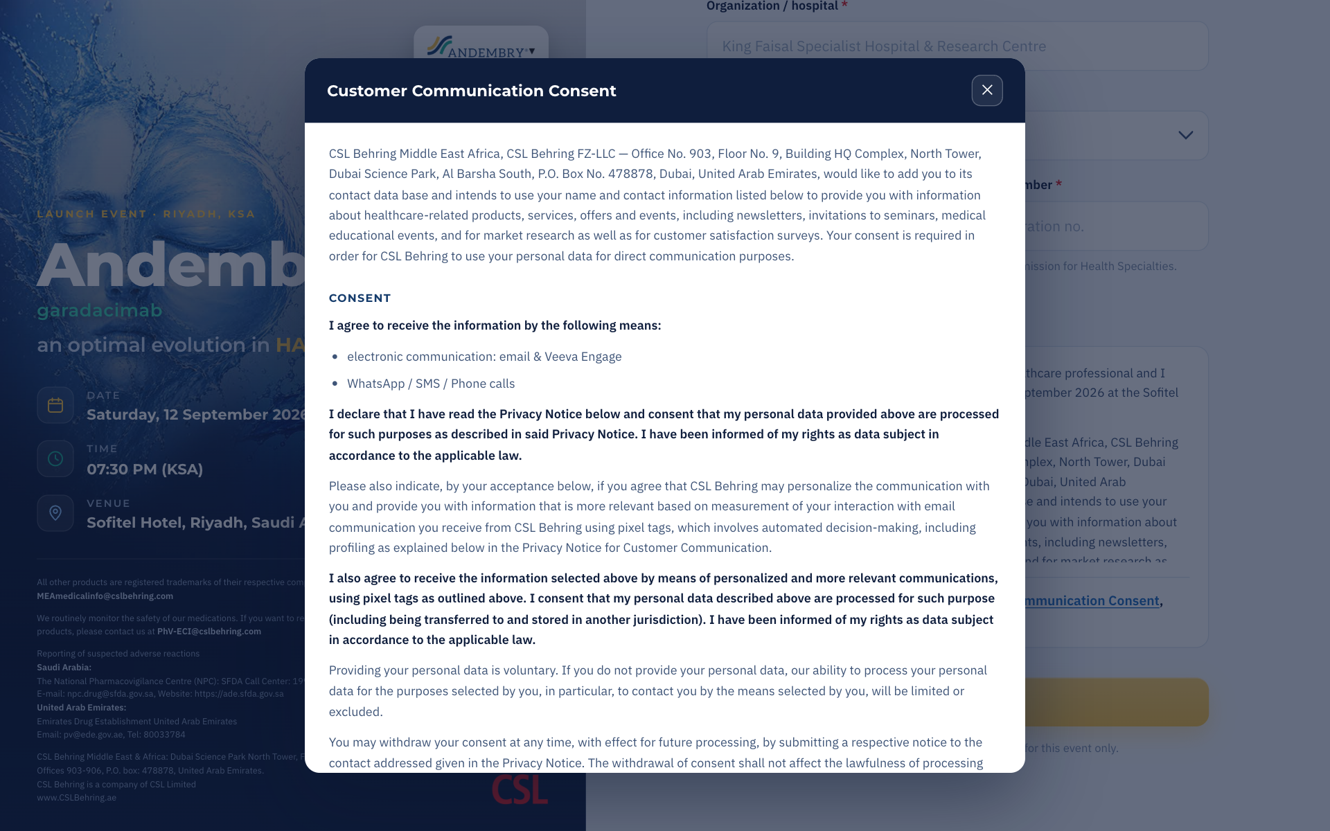 The communication consent window