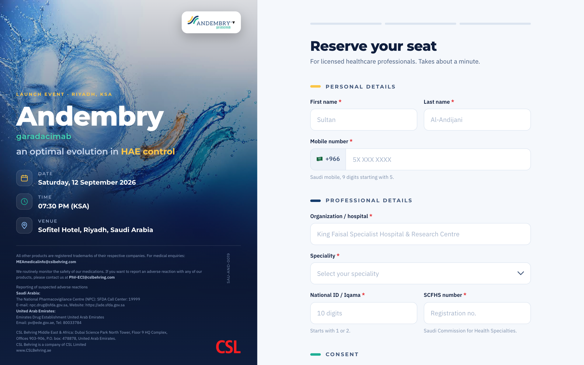 The registration page on desktop, next to the invitation