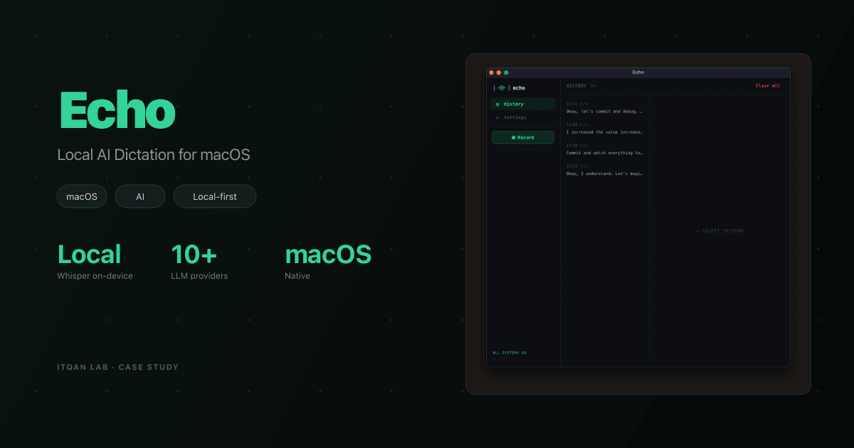 Echo — Local AI Dictation for macOS