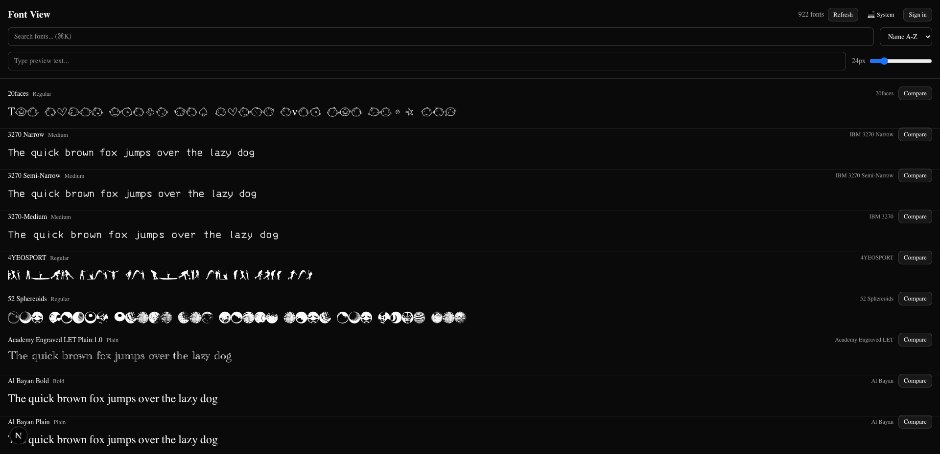 Browse and preview local fonts with custom text