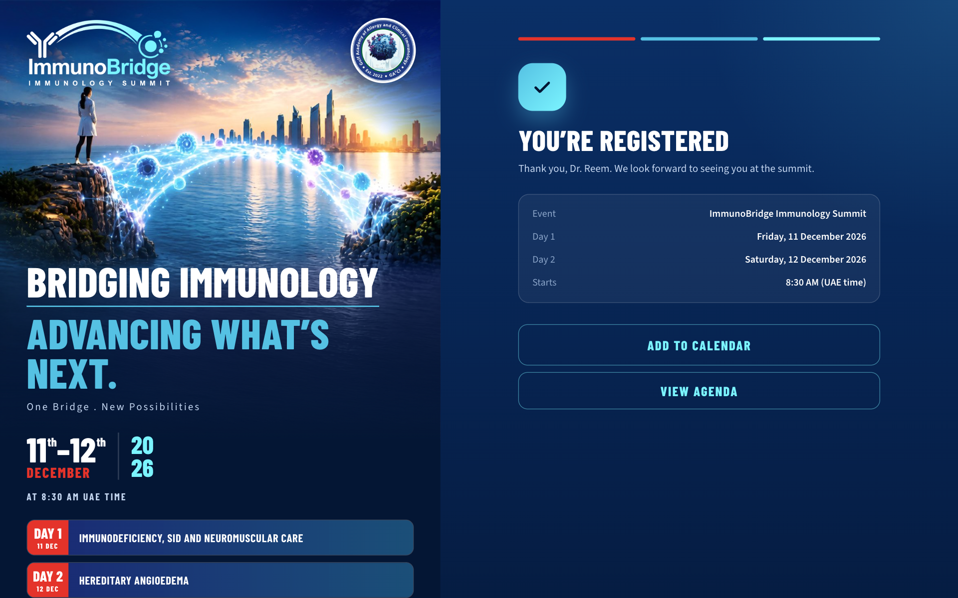 The summit registration confirmation