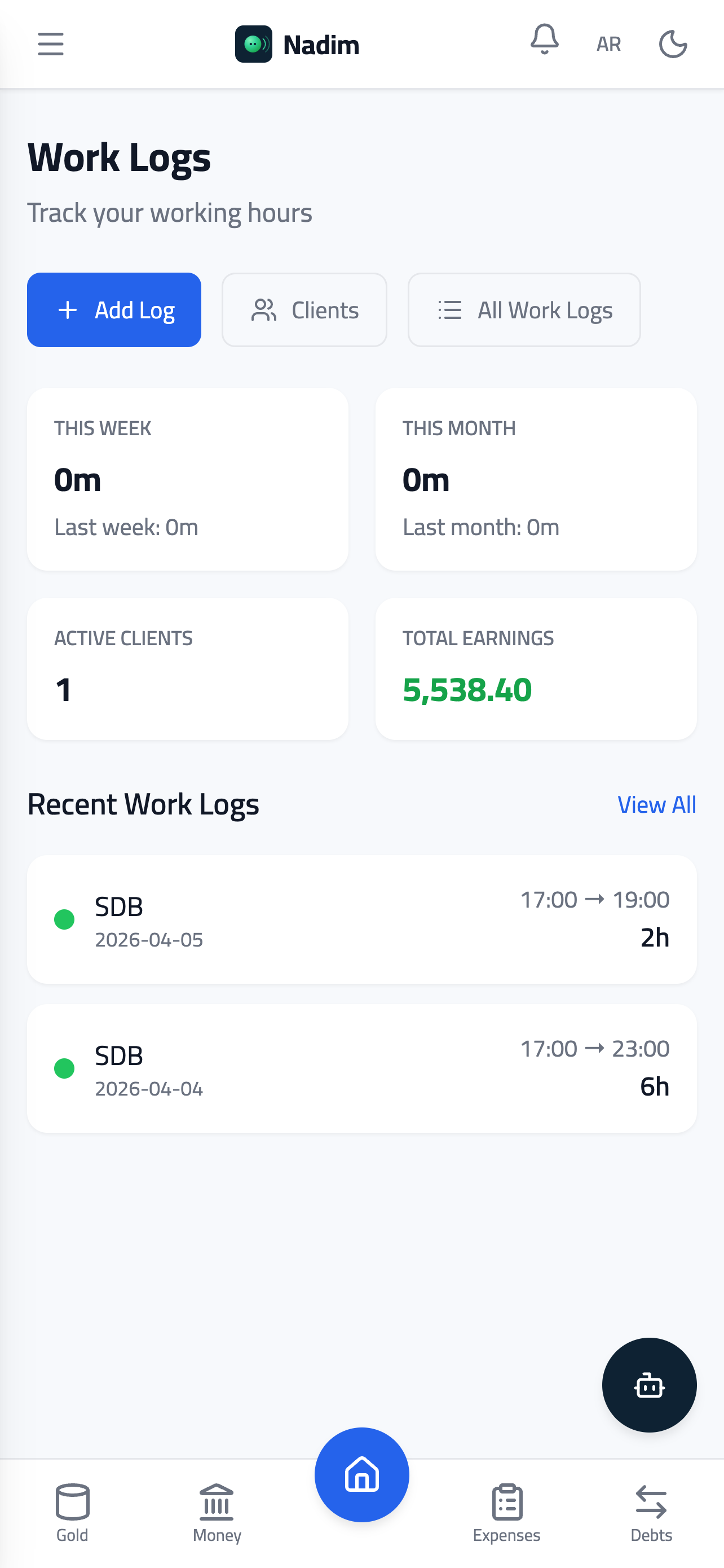 Work logs and tasks