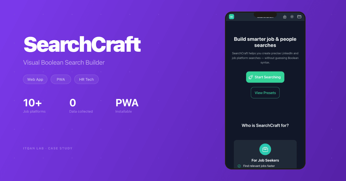 SearchCraft — Visual Boolean Search Builder for Jobs & Recruiting