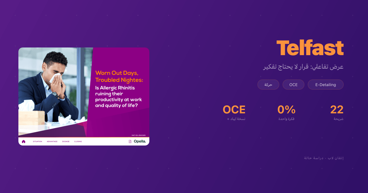Telfast: قرار لا يحتاج تفكير، عرض E-Detailing جاهز لـ OCE لعلاج الحساسية